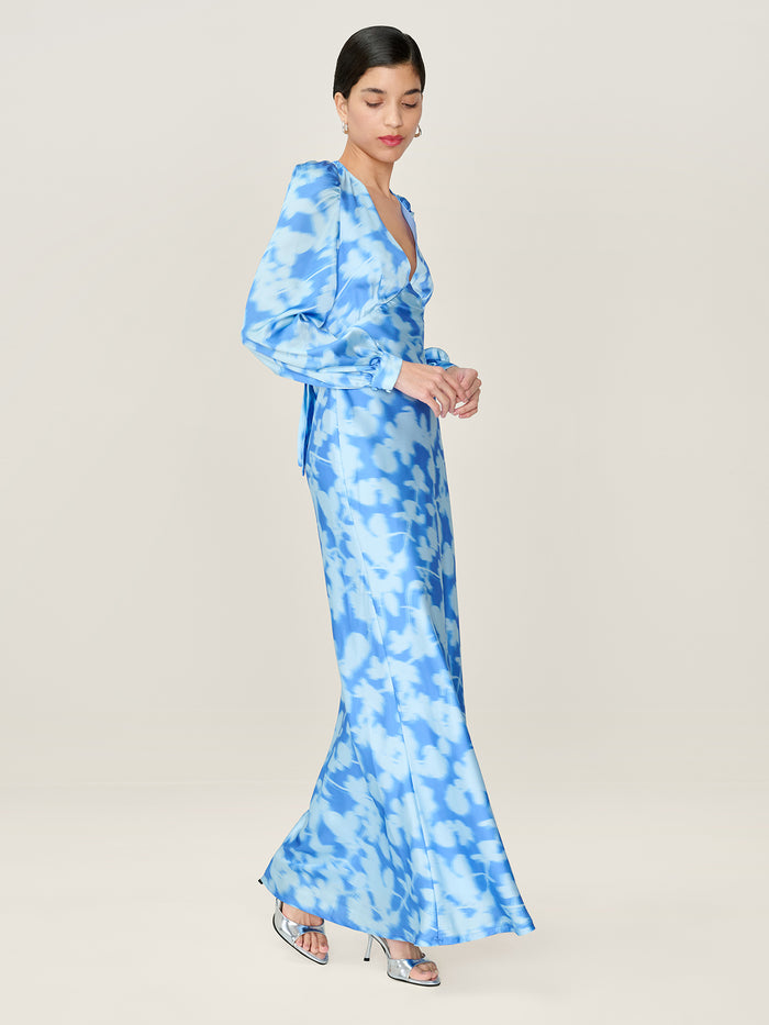 Francoise Dress in Blue Blurred Floral