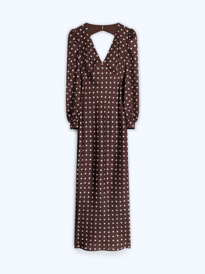 Francoise Dress in Brown Starburst