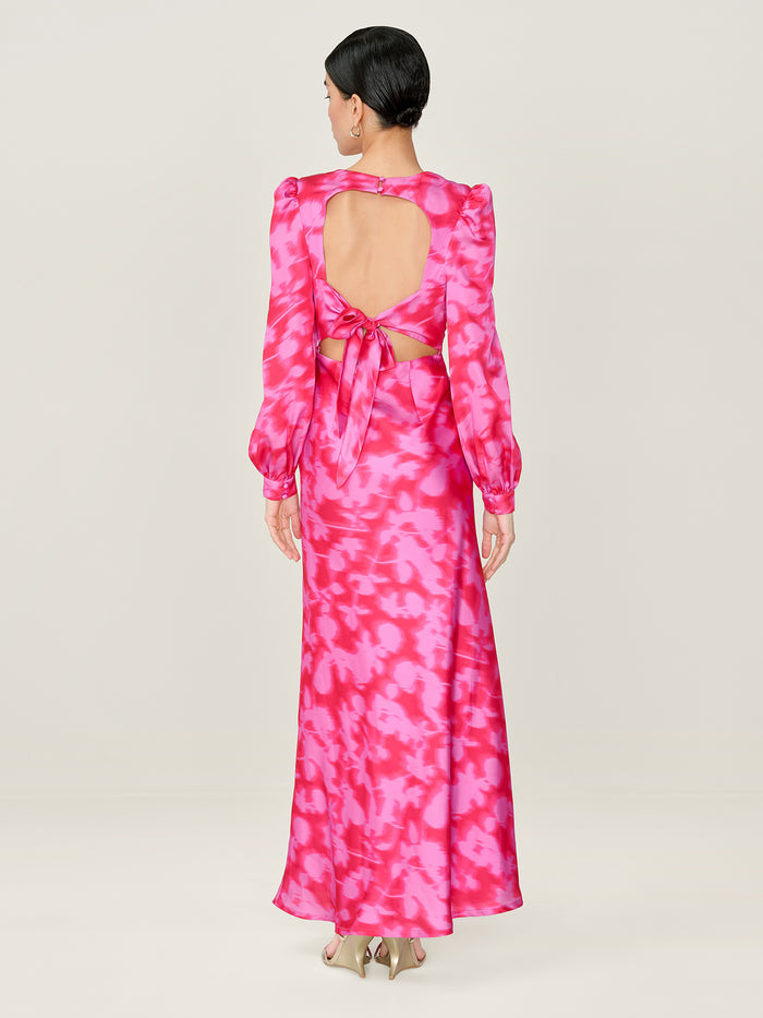 Francoise Dress in Magenta Blurred Floral
