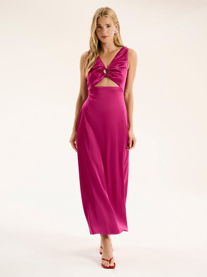 Fredrika Ring Detail Dress in Magenta