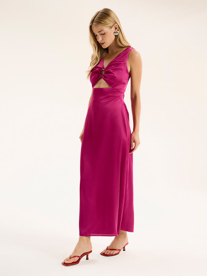 Fredrika Ring Detail Dress in Magenta
