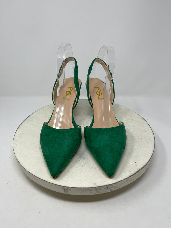 FSJ Size 11 Kelly Green Kitten Heels