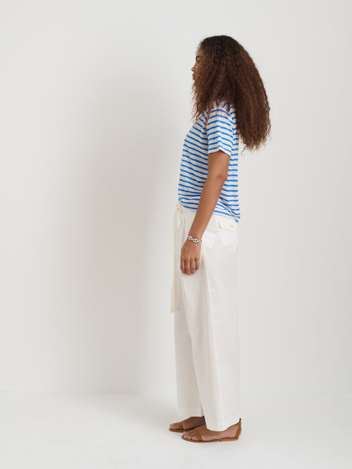 Garcon Striped Tee In Linen Cotton In Blue White