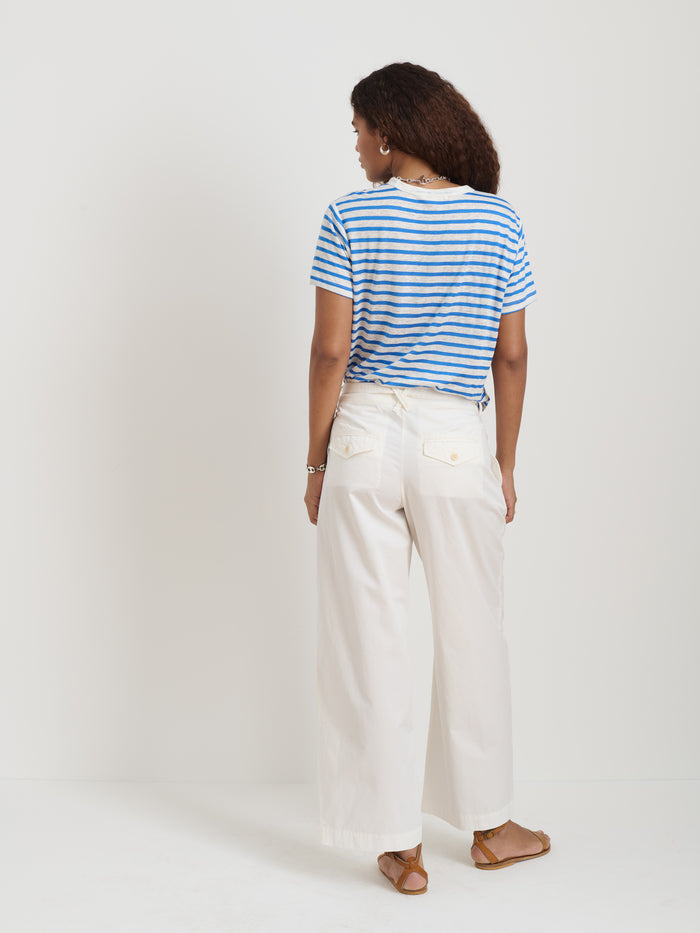 Garcon Striped Tee In Linen Cotton In Blue White
