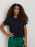 Garcon Tee In Linen Cotton In Dark Navy