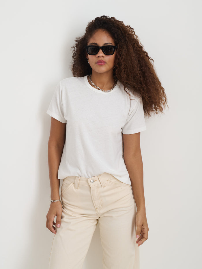Garcon Tee In Linen Cotton In White