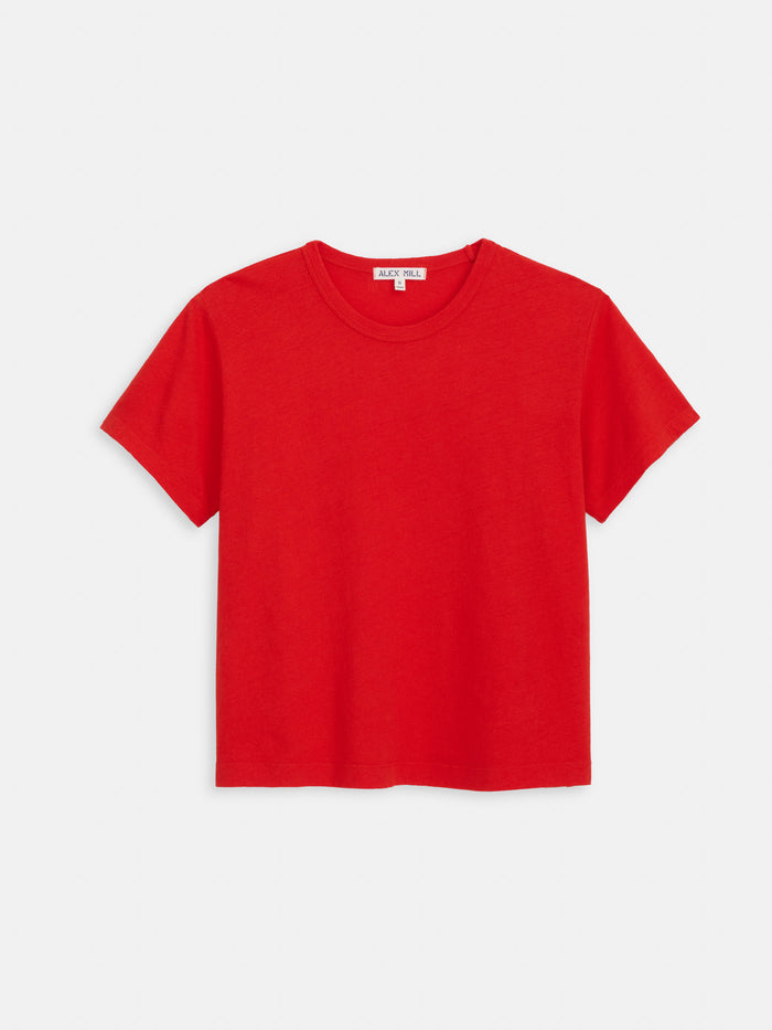 Garcon Tee In Linen Cotton In Tomato