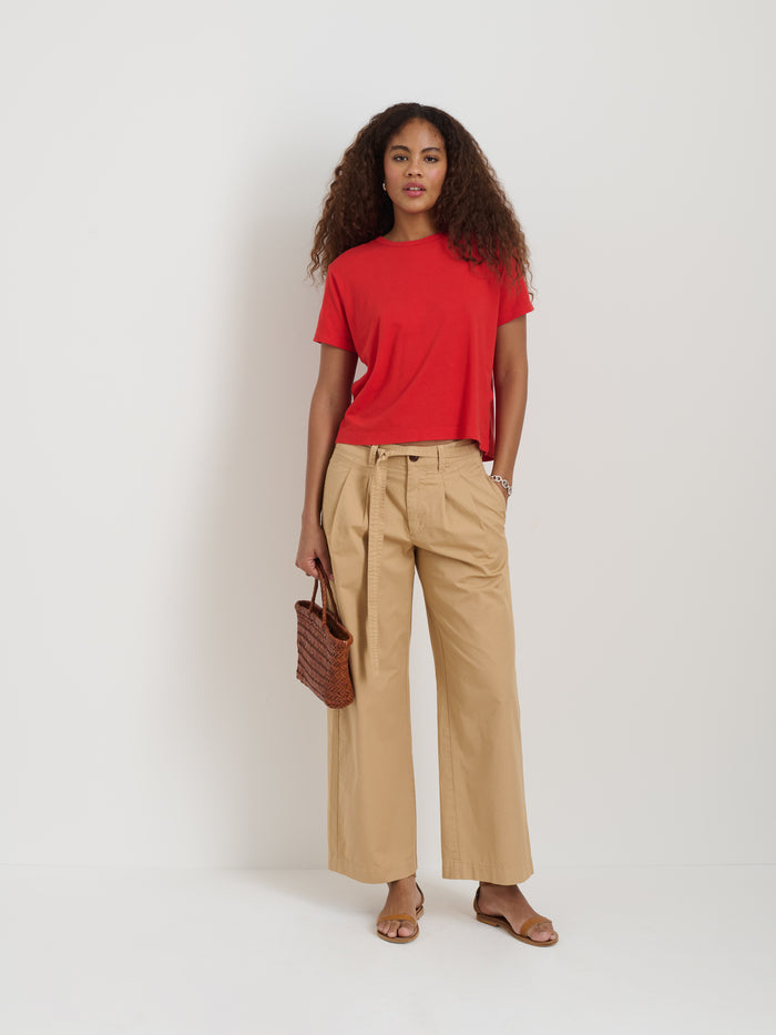 Garcon Tee In Linen Cotton In Tomato