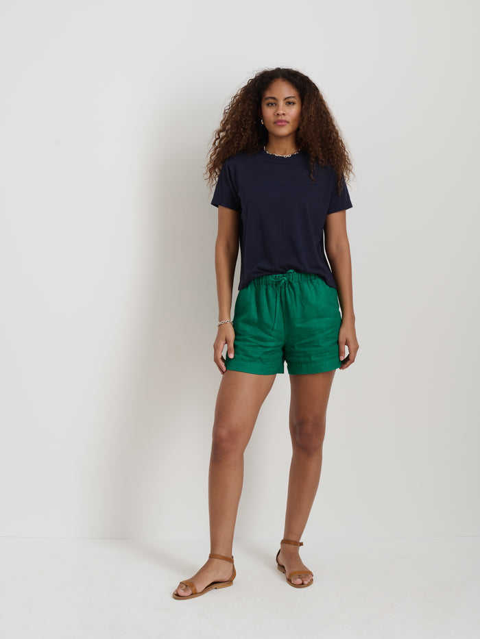 Garcon Tee In Linen Cotton In Dark Navy