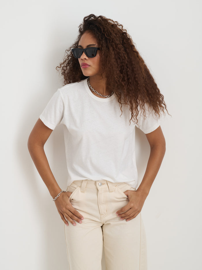 Garcon Tee In Linen Cotton In White