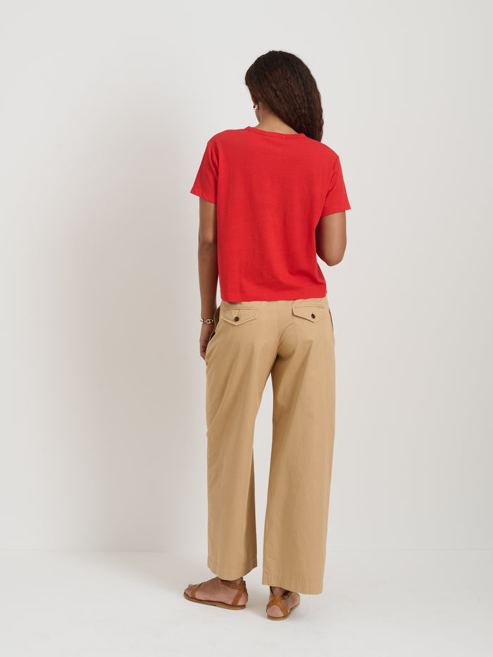 Garcon Tee In Linen Cotton In Tomato