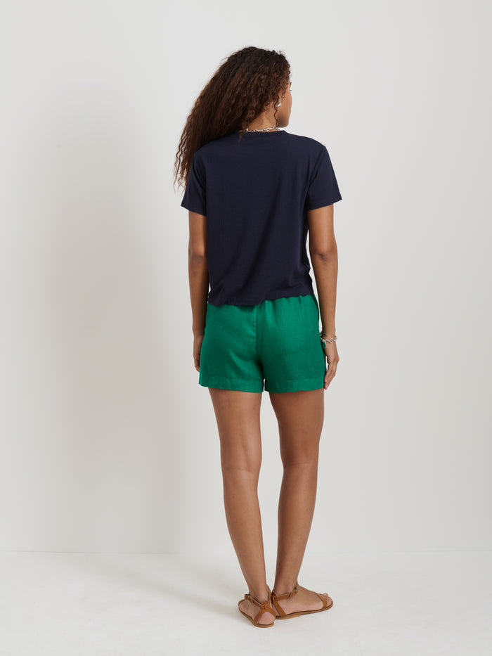 Garcon Tee In Linen Cotton In Dark Navy