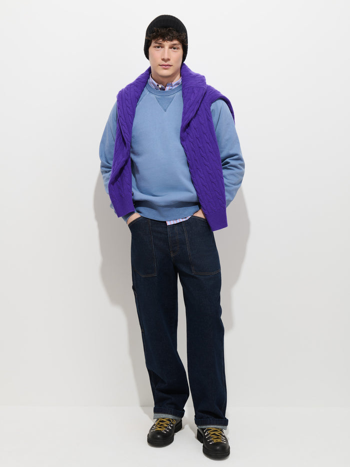 Garment Dye Raglan Sweatshirt in Cotton Fleece