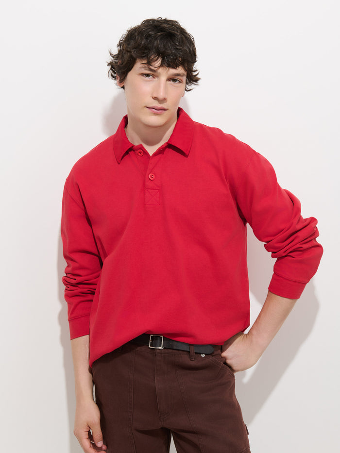 Garment Dyed Rugby Shirt In Cotton Jersey