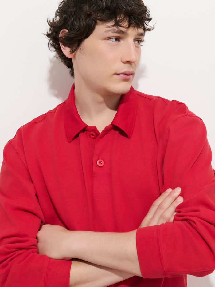 Garment Dyed Rugby Shirt In Cotton Jersey