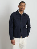 Garment Dyed Work Jacket In Recycled Denim In Dark Navy