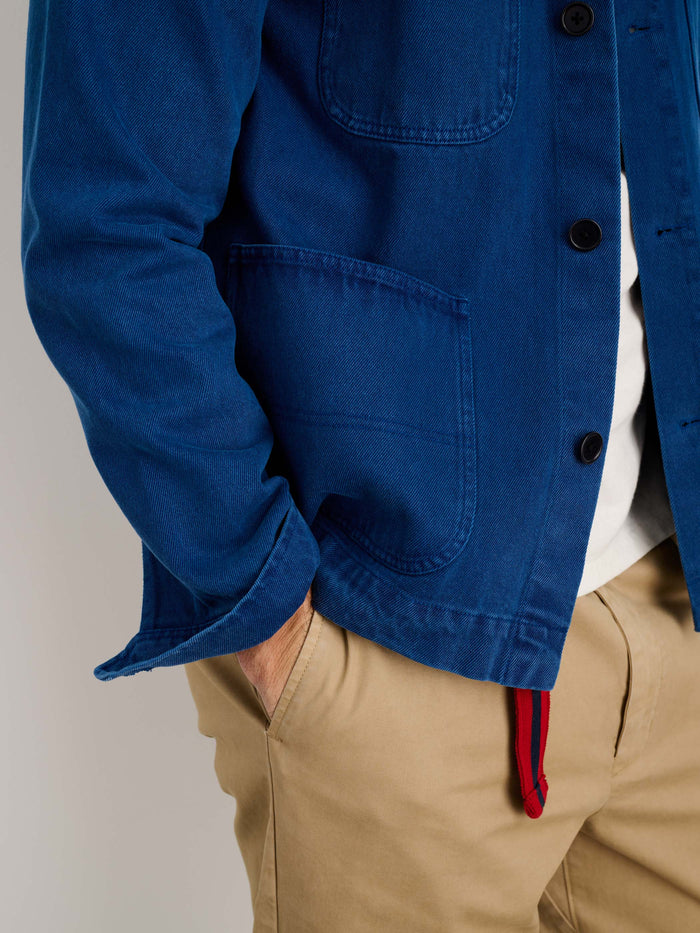 Garment Dyed Work Jacket In Recycled Denim In French Navy