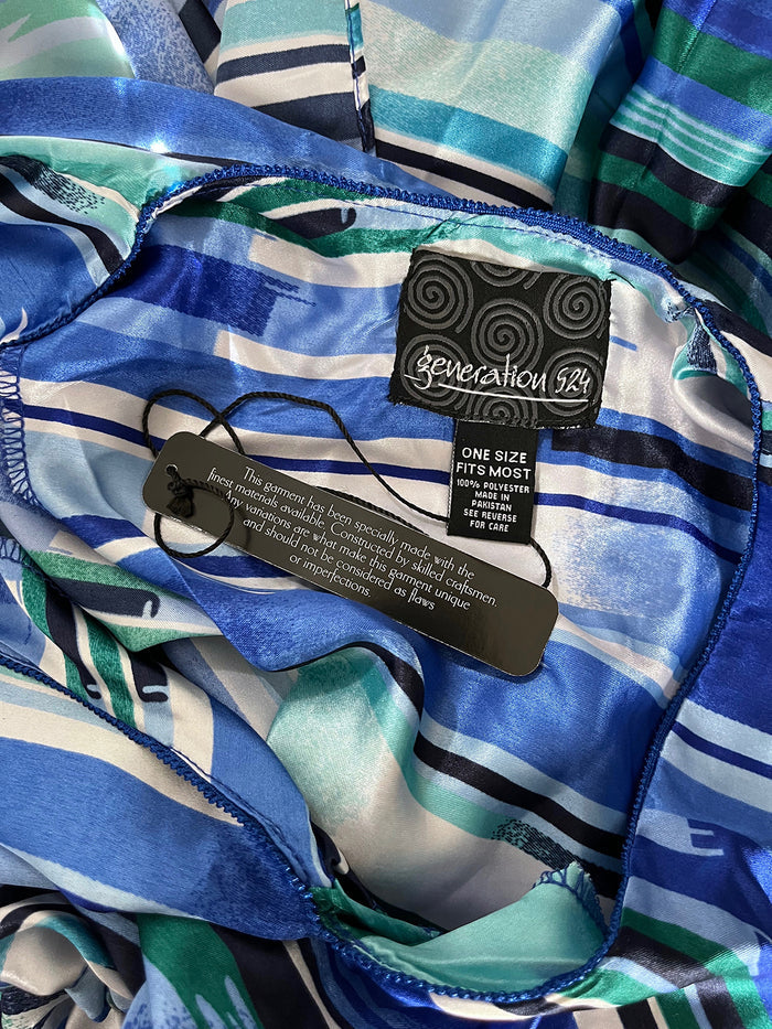 Generation 524 Size Open Blue & White Stripe Caftan NWT