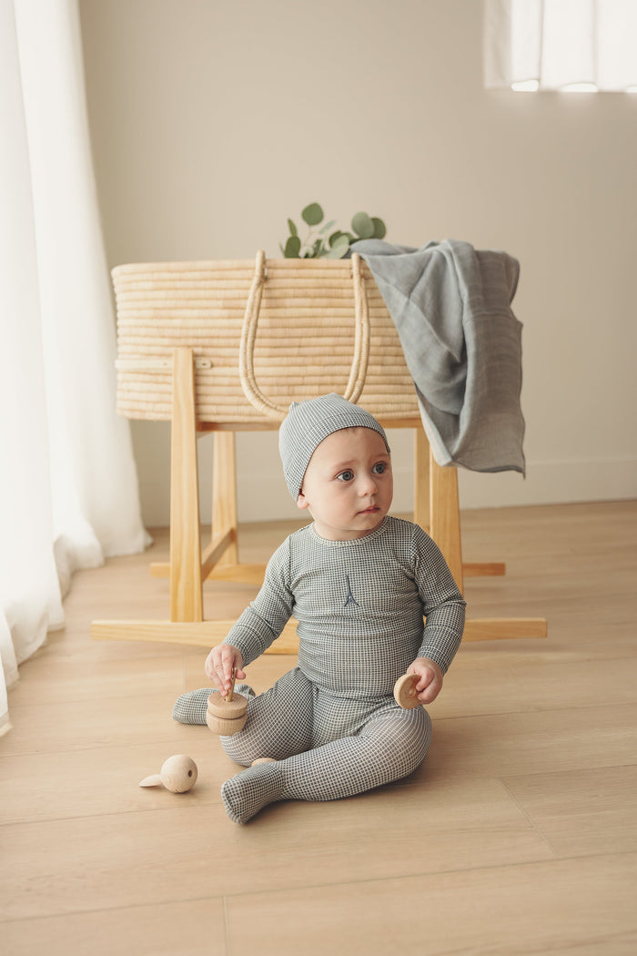 Gingham Print Footie Set