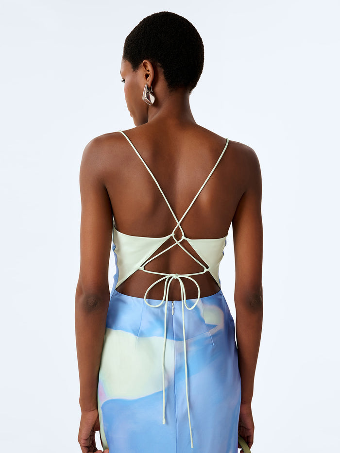 Ginny Dress in Mint Glitched Floral Placement