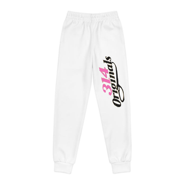 Girl's Joggers — '314 Originals' Graphic Sweatpants (White) - 314 Originals