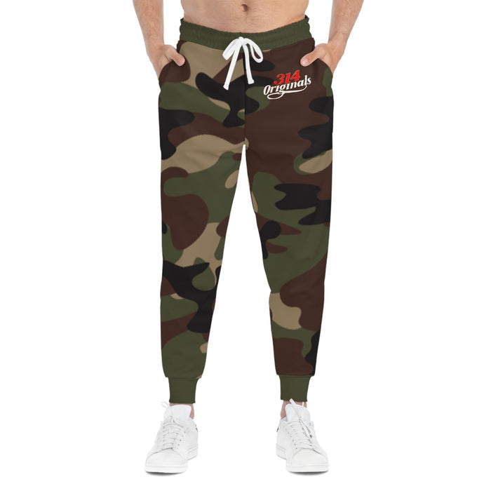 Green Camo 314 Originals Athletic Joggers – Retro Script Logo Sweatpants - 314 Originals