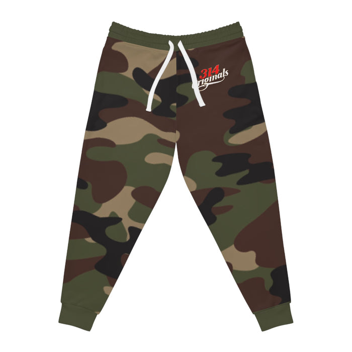 Green Camo 314 Originals Athletic Joggers – Retro Script Logo Sweatpants - 314 Originals