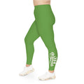 Green Plus Size Leggings — Subtle Side Script Graphic, Comfortable Everyday Activewear - 314 Originals