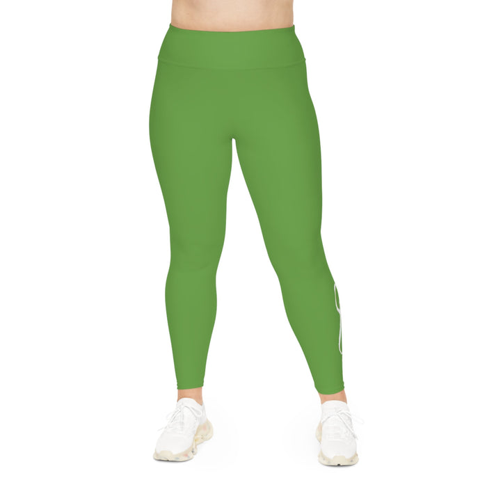 Green Plus Size Leggings — Subtle Side Script Graphic, Comfortable Everyday Activewear - 314 Originals
