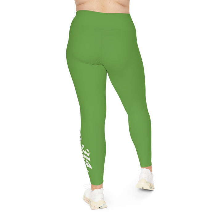 Green Plus Size Leggings — Subtle Side Script Graphic, Comfortable Everyday Activewear - 314 Originals