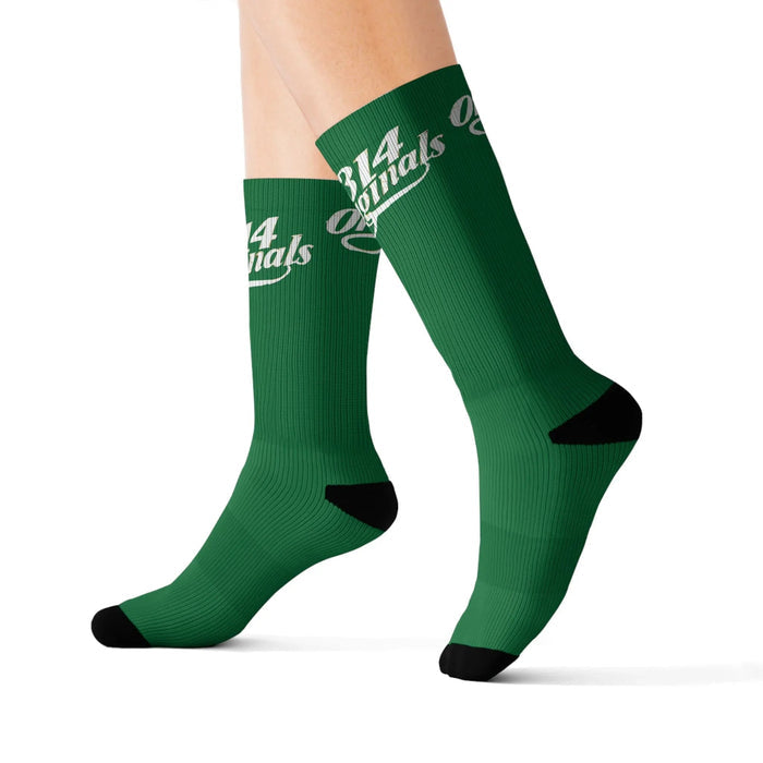 Green Sublimation Socks with '314 Originals' Script — Athletic Crew Socks - 314 Originals