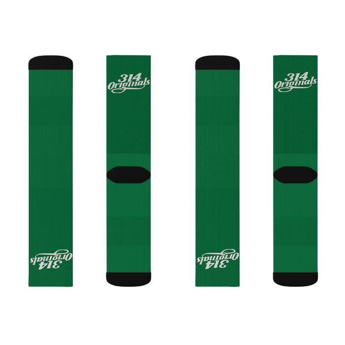 Green Sublimation Socks with '314 Originals' Script — Athletic Crew Socks - 314 Originals