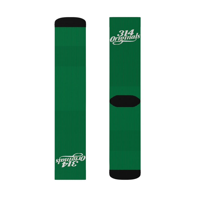 Green Sublimation Socks with '314 Originals' Script — Athletic Crew Socks - 314 Originals