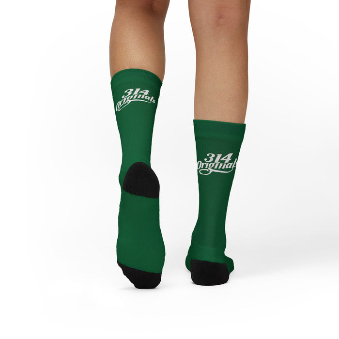 Green Sublimation Socks with '314 Originals' Script — Athletic Crew Socks - 314 Originals