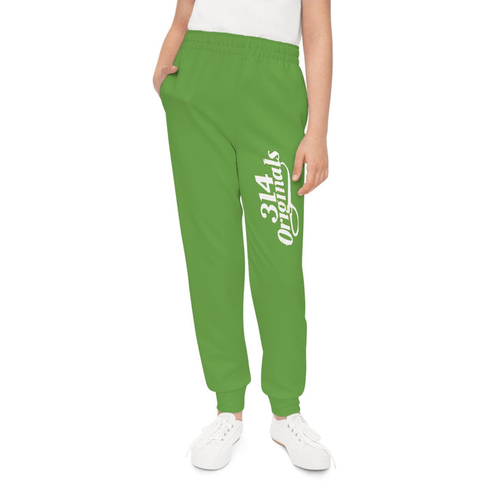 Green Youth Joggers with 314 Originals Side Graphic — Kids Athletic Sweatpants - 314 Originals