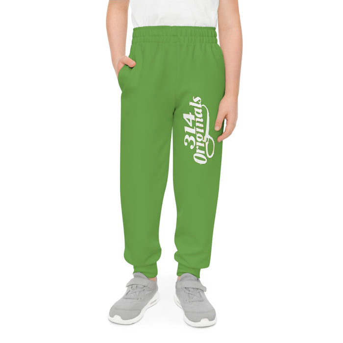 Green Youth Joggers with 314 Originals Side Graphic — Kids Athletic Sweatpants - 314 Originals