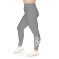 Grey Plus Size Leggings — Subtle Side Script Graphic, Comfortable Everyday Activewear - 314 Originals