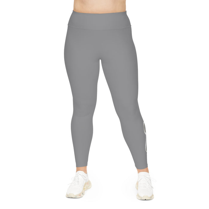 Grey Plus Size Leggings — Subtle Side Script Graphic, Comfortable Everyday Activewear - 314 Originals