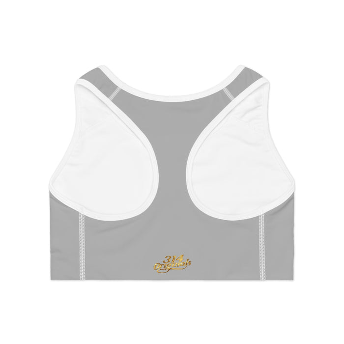 Grey Sports Bra — "Originals" Pink Script Athletic Crop Top - 314 Originals