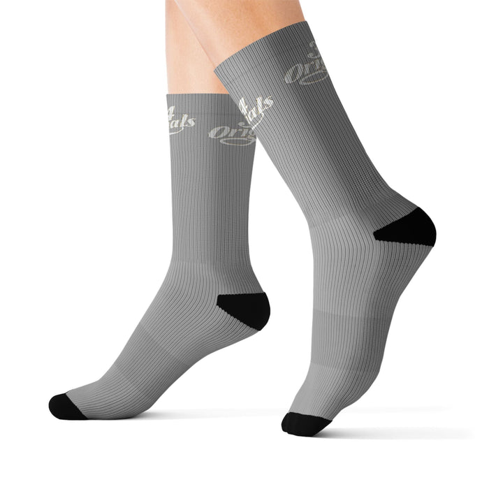 Grey Sublimation Socks with '314 Originals' Script — Athletic Crew Socks - 314 Originals