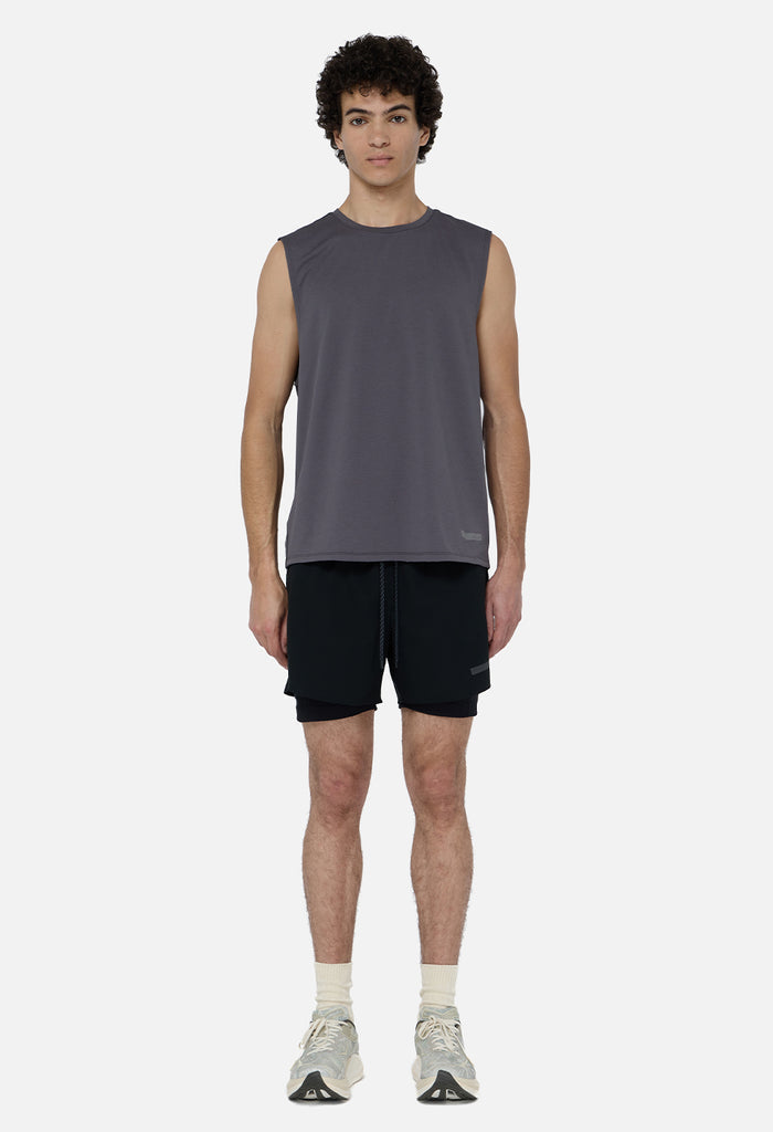 Grid-Mesh Sprint Shorts / Black
