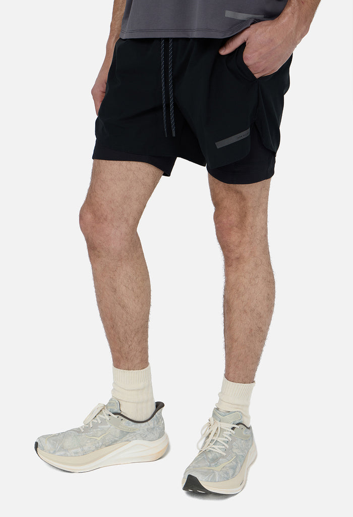 Grid-Mesh Sprint Shorts / Black