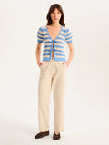 Harper Stripe Knit Top in Blue and White