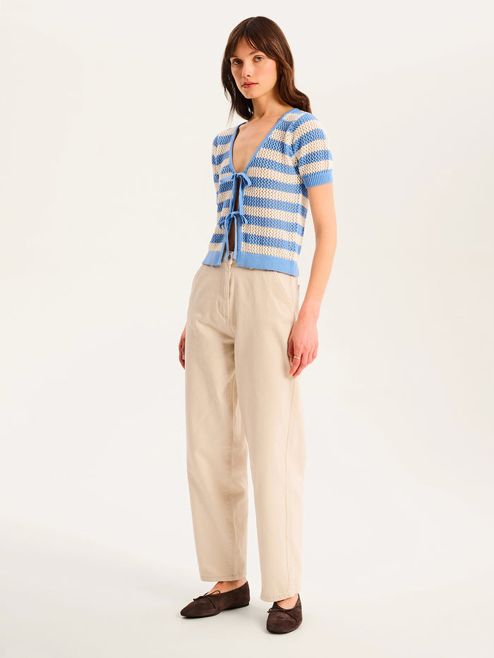 Harper Stripe Knit Top in Blue and White