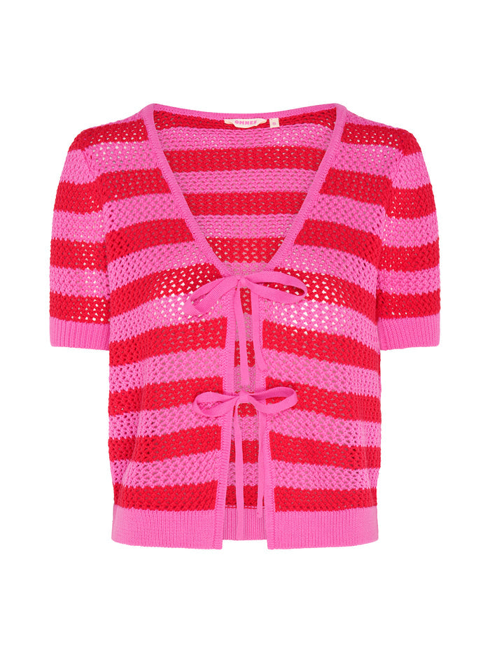 Harper Stripe Knit Top in Pink/Red