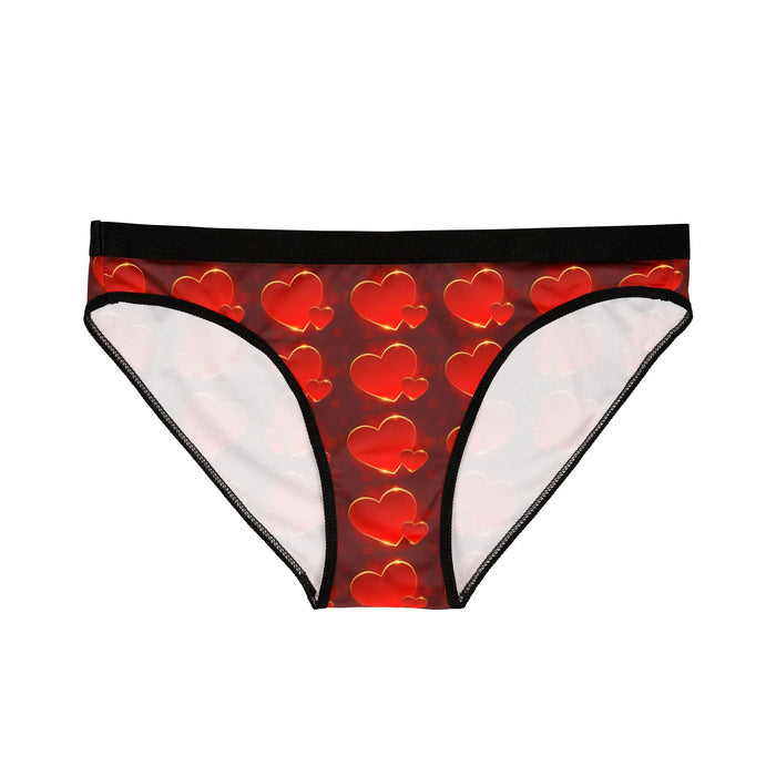 Heart Pattern Bikini Briefs — Red Romantic Women's Underwear for Valentine's Day - 314 Originals