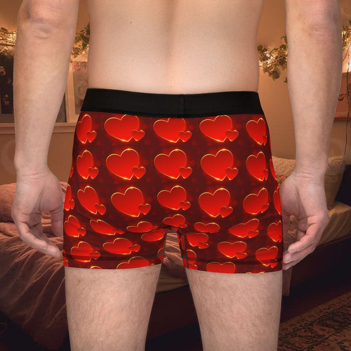 Heart Pattern Men's Boxer Briefs — Red Valentine All-Over Print - 314 Originals