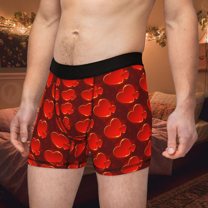 Heart Pattern Men's Boxer Briefs — Red Valentine All-Over Print - 314 Originals