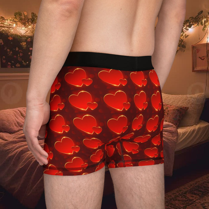 Heart Pattern Men's Boxer Briefs — Red Valentine All-Over Print - 314 Originals