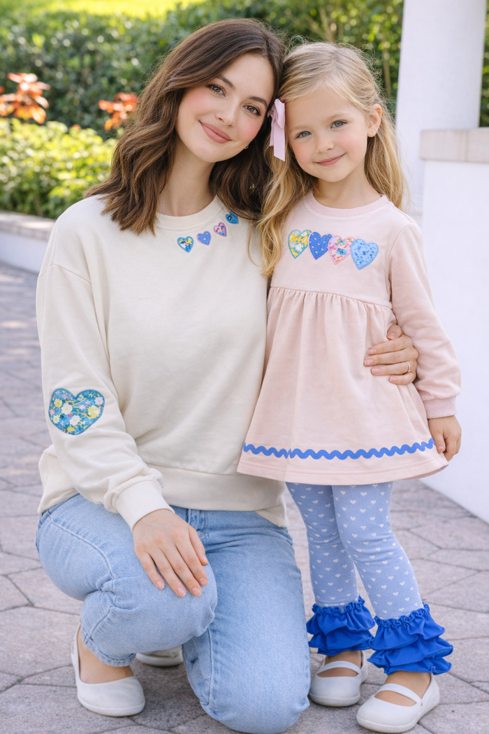 Hearts In A Row Applique Sweater